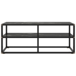Mobile Porta TV Nero con Vetro Marmo Nero 100x40x40 cm