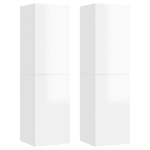 Mobili TV 2pz Bianco Lucido 30,5x30x110 cm Legno Multistrato