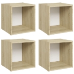 Mobili TV 4pz Bianco Rovere Sonoma 37x35x37cm Legno Multistrato