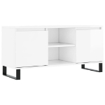 Mobile Porta TV Bianco Lucido 104x35x50 cm in Legno Multistrato