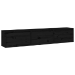 Mobili Porta TV 3 pz Neri in Legno Massello di Pino