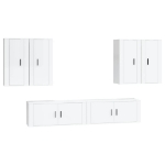 Set di Mobili Porta TV 6 pz Bianco Lucido in Legno Multistrato