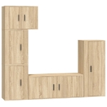 Set di Mobili Porta TV 5 pz Rovere Sonoma in Legno Multistrato