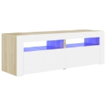 Mobile Porta TV con Luci LED Bianco e Rovere Sonoma 120x35x40cm