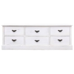 Mobile TV Bianco Anticato 108x30x40 cm Legno Massello Paulownia