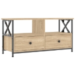 Mobile TV Rovere Sonoma 90x33x45 cm Legno Multistrato e Ferro