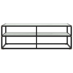 Mobile Porta TV Nero con Vetro Marmo Bianco 120x40x40 cm