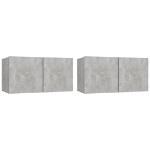 Mobili Porta TV Pensili 2pz Grigio Cemento 60x30x30 cm