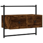 Mobile TV a Muro Rovere Fumo 60,5x30x51 cm in Legno Multistrato