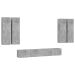 Set Porta TV 6 pz Grigio Cemento in Truciolato