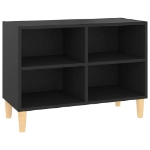 Mobile TV con Gambe in Legno Massello Nero 69,5x30x50 cm