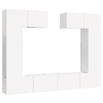 Set di Mobili Porta TV 6 pz Bianco Lucido in Legno Multistrato