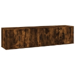 Set Mobili Porta TV 3 pz Rovere Fumo in Legno Multistrato