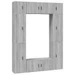 Set Mobili Porta TV 8pz Grigio Sonoma in Legno Multistrato