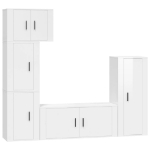 Set di Mobili Porta TV 5 pz Bianco Lucido in Legno Multistrato