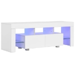 Mobile Porta TV con Luci LED Bianco Lucido 130x35x45 cm