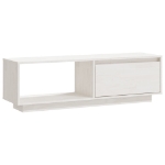 Mobile Porta TV Bianco 110x30x33,5 cm in Legno Massello di Pino