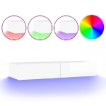 Mobile Porta TV con Luci LED Bianco Lucido 90x35x15,5 cm
