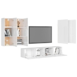 Set Mobile TV 6 pz Bianco Lucido in Truciolato