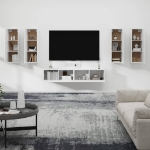 Set di Mobili Porta TV 6 pz Bianco Lucido in Legno Multistrato