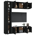 Set di Mobili Porta TV 7 pz Nero in Legno Multistrato