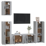 Set di Mobili Porta TV 5 pz Grigio Sonoma in Legno Multistrato
