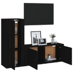 Set Mobili Porta TV 2 pz Nero in Legno Multistrato