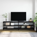 Mobile Porta TV Nero 180x30x50cm in Legno Multistrato e Metallo