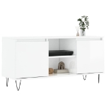 Mobile Porta TV Bianco Lucido 104x35x50 cm in Legno Multistrato