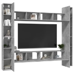 Set Mobili Porta TV 8pz Grigio Cemento in Legno Multistrato