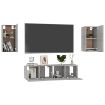 Set Mobili TV 4 pz Grigio Cemento in Truciolato