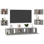 Set Porta TV 7 pz Grigio Cemento in Truciolato
