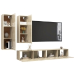 Set Porta TV 4 pz Rovere Sonoma in Truciolato