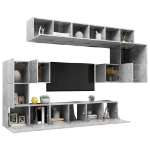 Set Porta TV 10 pz Grigio Cemento in Truciolato