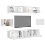 Set Mobili TV 6 pz Bianco Lucido in Truciolato