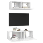 Set Mobile TV 2 pz Bianco Lucido in Truciolato
