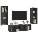 Set Porta TV 3 pz Grigio in Truciolato