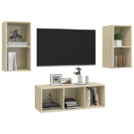 Set Porta TV 3 pz Rovere Sonoma in Truciolato