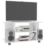 Mobile TV con Ruote Bianco 80x40x40 cm in Legno Multistrato