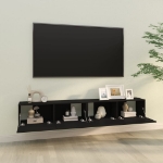 Mobili TV da Parete 2 pz Neri 100x30x30 cm Legno Multistrato