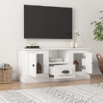 Mobile Porta TV Bianco Lucido 100x35,5x45 cm Legno Multistrato