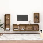 Mobili Porta TV 4 pz Miele in Legno Massello di Pino