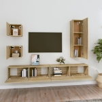 Set di Mobili Porta TV 5 pz Rovere Sonoma in Legno Multistrato