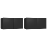 Set Mobili Porta TV 4 pz Nero in Legno Multistrato