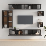 Set Mobili Porta TV 8pz Nero in Legno Multistrato