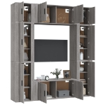Set Mobili Porta TV 8pz Grigio Sonoma in Legno Multistrato