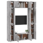 Set Mobili Porta TV 8pz Grigio Cemento in Legno Multistrato