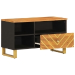Mobile Porta TV Marrone e Nero 80x33,5x46 cm in Legno di Mango