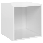 Mobili Porta TV 2pz Bianco Lucido 37x35x37 cm Legno Multistrato