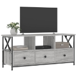 Mobile TV Grigio Sonoma 102x33x45 cm Legno Multistrato e Ferro